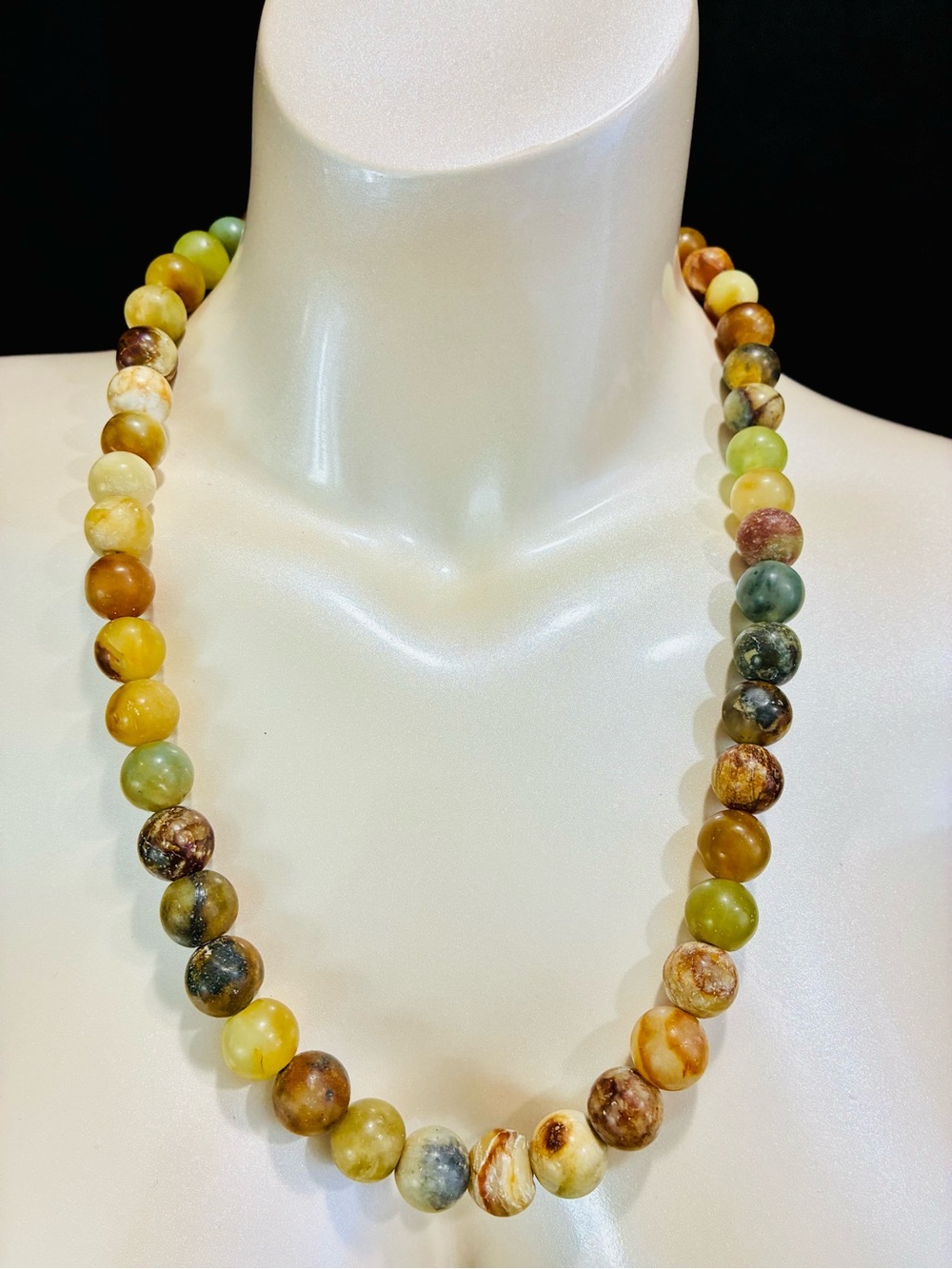 Natural Gemstone Multi-Bead Unisex Necklace 128g Earthy Bohemian Casual Heavy